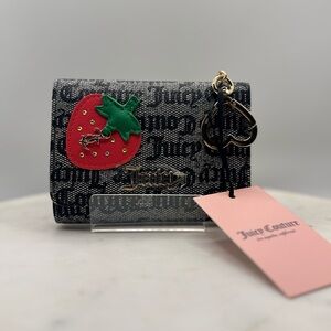 Juicy Couture Gray Wallet with Red Strawberry Accent NWT